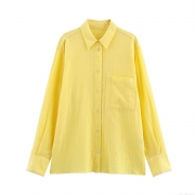 Women's Stripe Long Sleeve Blouse Turn-down Collar Button Down Shirt With Pocket Polyester Cotton Blend Casual Summer Streetwear Oversized Tops For Women
