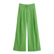 Women High Waisted Wide Leg Pants 100 Percent Polyester Straight Casual Trousers For Office Daily Wear Chic Elegant Solid Color Long Pants Fashion Trousers