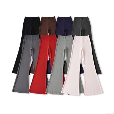 Women's High Waist Flare Pants Solid Color High Stretch Slim Fit Bell Bottom Trousers Casual Streetwear Long Leggings Yoga Pants