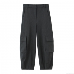 Women's High Waisted Solid Color Cargo Pants Relaxed Fit Multi Pockets Streetwear Tapered Casual Trousers For Outdoor Daily Wear Fashion Soft Polyester Bottoms