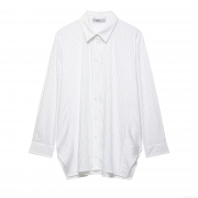 Women's Vertical Striped Long Sleeve Blouse Casual Button Down Shirt For Office Work Professional White Black Striped Oversized Tops Fashion