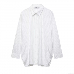 Women's Vertical Striped Long Sleeve Blouse Casual Button Down Shirt For Office Work Professional White Black Striped Oversized Tops Fashion
