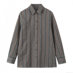 Women's Casual Polyester Striped Long Sleeve Button Down Shirt Blouse Office Daily Workwear Sophisticated Style Tops