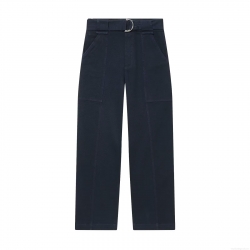 Women's Casual Cargo Pants With Belt Solid Color Mid Waist Straight Leg Workwear Trousers Streetwear Navy Blue Black Long Pants For Daily Wear