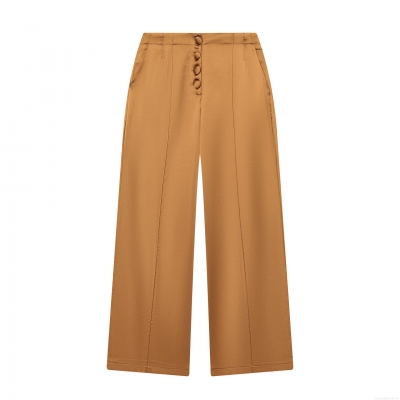 Women's High Waist Satin Wide Leg Pants Elegant Multi Button Straight Trousers Solid Color Glossy Flowy Long Culottes For Casual Party Office