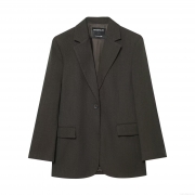 Women's Casual Loose Blazer Jacket Notched Lapel Polyester Blend Suit Jacket With Pockets Single Button Office Professional Coat For Women