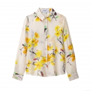 Women's Floral Print Long Sleeve Shirt Lapel Button Down Polyester Blouse Autumn Casual Streetwear Tops For Women Daily Office Wear