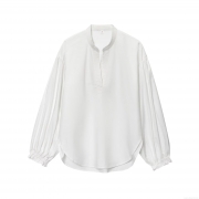 Women's V-Neck Long Sleeve Blouse Elegant Washed Cotton Polyester Shirt Bubble Sleeve Solid Color Casual Tops for Women Office Dating