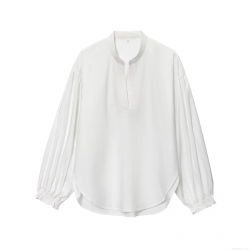 Women's V-Neck Long Sleeve Blouse Elegant Washed Cotton Polyester Shirt Bubble Sleeve Solid Color Casual Tops for Women Office Dating