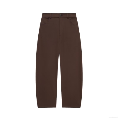 Women's Fashion Loose Wide Leg Casual Pants Solid Deep Brown Straight Trousers For Spring Summer High Waist Polyester Trousers With Button Zipper Fly Daily Streetwear