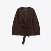 Women's Solid Color Lace-up Blazer Jacket Elegant V-Neck Long Sleeve Polyester Outerwear Fall Fashion Casual Office Wear For Ladies
