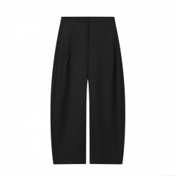 Women's Wide Leg Pants Polyester Spandex Blend Loose Straight Suit Trousers with Pockets Solid Color Autumn Fashion for Daily Office Wear