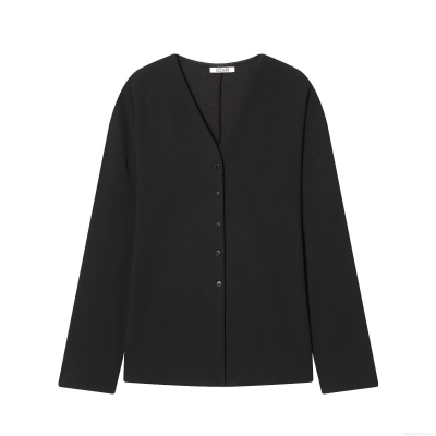 Women's Sexy Elegant V-Neck Blouse Single Breasted Long Sleeve Waist Tightening Solid Color Top Intellectual Fashion Polyester Shirt For Women Daily Party