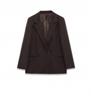 Women's Loose Casual Blazer Jacket Solid Color Single Button Polyester Long Sleeve Suit Collar Outerwear For Autumn Winter Streetwear Office Commute