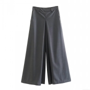 Women's Streetwear Casual High Waist Wide Leg Pants Solid Color Loose Fit Cotton Blend Long Trousers Fashion Daily Wear For Women