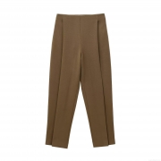 Women's High Waist Balloon Leg Casual Pants Solid Dark Brown Polyester Blend Loose Trousers Streetwear Fashion Wide Leg Slacks for Ladies