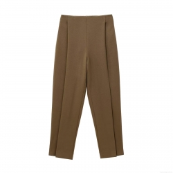 Women's High Waist Balloon Leg Casual Pants Solid Dark Brown Polyester Blend Loose Trousers Streetwear Fashion Wide Leg Slacks for Ladies