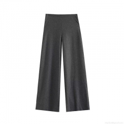 Women's Fashion High Waisted Wide Leg Pants Wool Blend Polyester Loose Straight Casual Trousers For Office Work Daily Streetwear
