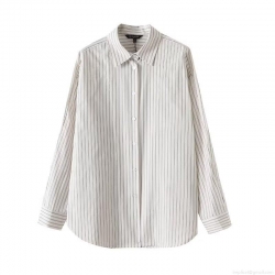Women's Vertical Striped Long Sleeve Button Down Shirt 95% Cotton 5% Spandex Loose Casual Blouse For Office Daily Wear Fashion Versatile Tops