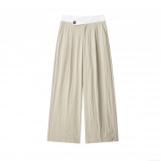 Women's Loose Wide Leg Pants With Splicing Waistband Casual Low Waist Polyester Trousers For Summer Streetwear Women