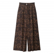 Women's Leopard Print Wide Leg Pants Casual Mid Waist Long Trousers Streetwear 100% Polyester Animal Print Loose Straight Trousers For Fashion Autumn Daily Wear