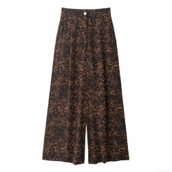 Women's Leopard Print Wide Leg Pants Casual Mid Waist Long Trousers Streetwear 100% Polyester Animal Print Loose Straight Trousers For Fashion Autumn Daily Wear