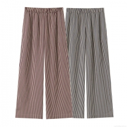 Women's Fashion Vertical Striped Wide Leg Trousers Casual High Waist Elastic Waist Long Pants Summer Comfortable Loose Bottoms