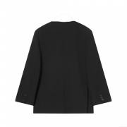 Women's Contrast Color Block Blazer Jacket With White Scarf Collar Design Polyester Long Sleeve Single Breasted Suit Coat For Office Commute Elegant Lady Fashion