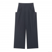 Women's High Waist Wide Leg Casual Pants Solid Color Loose Full Length Suiting Trousers With Side Pockets Polyester Fabric For Daily Work Office Autumn Winter