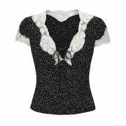 Women's Vintage Polka Dot Blouse 100% Rayon Lace Patchwork V-Neck Short Sleeve Top With Bow Tie Fashion Casual Summer Shirts For Women