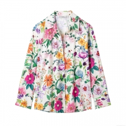 Women's Long Sleeve Floral Print Blouse Polyester Loose Fit Turn-down Collar Button Down Shirt Casual Streetwear Tops For Ladies