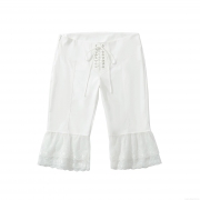 Women's Summer White Lace Patchwork Flare Pants Elegant Hollow Out Embroidery High Waist Lacing 7/10 Length Casual Trousers Streetwear Daily Vacation