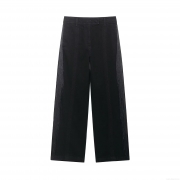 Women Fashion High Waist Wide Leg Pants Black Trousers With Silver Chain Tassel Fringe Loose Casual Streetwear Party Rock Style Winter Polyester Long Pants For Women