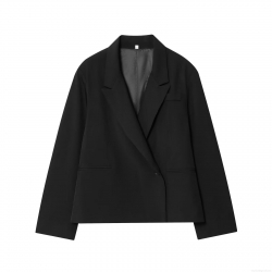 Women Elegant Black Blazer Notch Lapel Long Sleeve Suit Jacket With Pockets Single Button Office Lady Commuter Casual Outerwear Fall Fashion