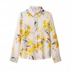 Women's Floral Print Long Sleeve Shirt Blouse Polyester Button Up Lapel Top for Daily Casual Vacation Elegant Spring Autumn Sweet Fresh Floral Shirts