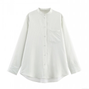 Women's Fashion Striped Long Sleeve Shirt Elegant Pleated Effect Button Down Blouse Office Lady Casual Tops Polyester Fabric With Chest Pocket