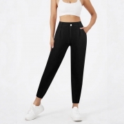 Women High Waist Chenille Joggers Pants Slim Fit Solid Color Polyester Spandex Cuffed Bottom Trousers For Casual Office Daily Wear Lady Fashion