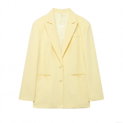 Women's Casual Solid Color Blazer Jacket 100% Polyester Long Sleeve Single Breasted Lapel Collar Work Office Suit With Pockets Elegant Fashion Outerwear For Women