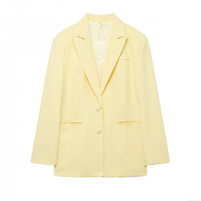 Women's Casual Solid Color Blazer Jacket 100% Polyester Long Sleeve Single Breasted Lapel Collar Work Office Suit With Pockets Elegant Fashion Outerwear For Women
