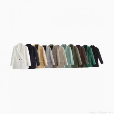 Women's Elegant Double Breasted Blazer Jacket Long Sleeve Lapel Collar Suit With Pockets For Office Business Casual Work Ladies Fashion Outerwear
