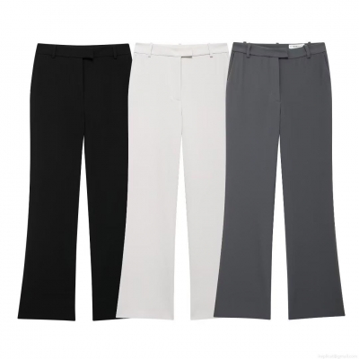 Women's Micro Flare Suit Pants Mid Waist Solid Color Drape Polyester Trousers For Office Work Commuter Fashion Casual Female Long Pants