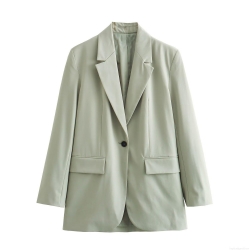 Women's Casual Loose Solid Color Notch Lapel Blazer Jacket Long Sleeve Polyester Suit Outerwear For Office Work Daily Wear Autumn Lady
