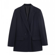 Women's Double Breasted Pinstripe Blazer Jacket Long Sleeve Notch Lapel Suit Coat for Office Streetwear Professional Work Wear Professional Lady Outerwear