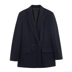 Women's Double Breasted Pinstripe Blazer Jacket Long Sleeve Notch Lapel Suit Coat for Office Streetwear Professional Work Wear Professional Lady Outerwear