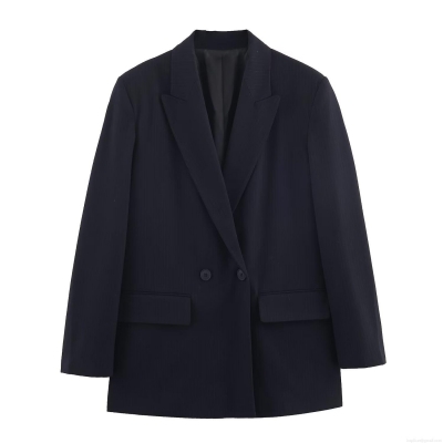 Women's Double Breasted Pinstripe Blazer Jacket Long Sleeve Notch Lapel Suit Coat for Office Streetwear Professional Work Wear Professional Lady Outerwear