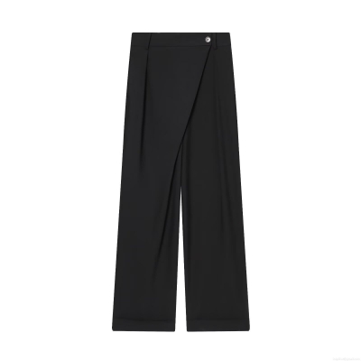 Women's High Waist Straight Leg Casual Pants Asymmetric Waist Polyester Solid Color Trousers Long Pants For Streetwear Daily Wear Autumn Fashion
