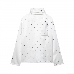Women's Elegant Polka Dot Satin Blouse Vintage Tie Neck Long Sleeve Pullover Shirt For Party Office Work 100% Polyester