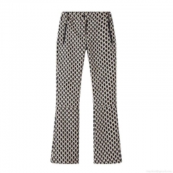 Women's High Waist Geometrical Diamond Pattern Flared Ski Pants Fleece Lined Polyester Slimming Outdoor Winter Trousers With Waterproof Zippers