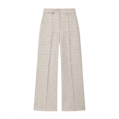 Women High Waisted Wide Leg Pants Khaki Oatmeal Polyester Trousers Casual Loose Fit Office Lady Solid Color Fashion Bottoms