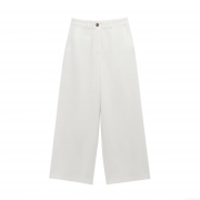 Women's High Waisted Wide Leg Pants Casual White Tencel Linen Polyester Blend Straight Loose Trousers Summer Fashion Streetwear Daily Bottoms